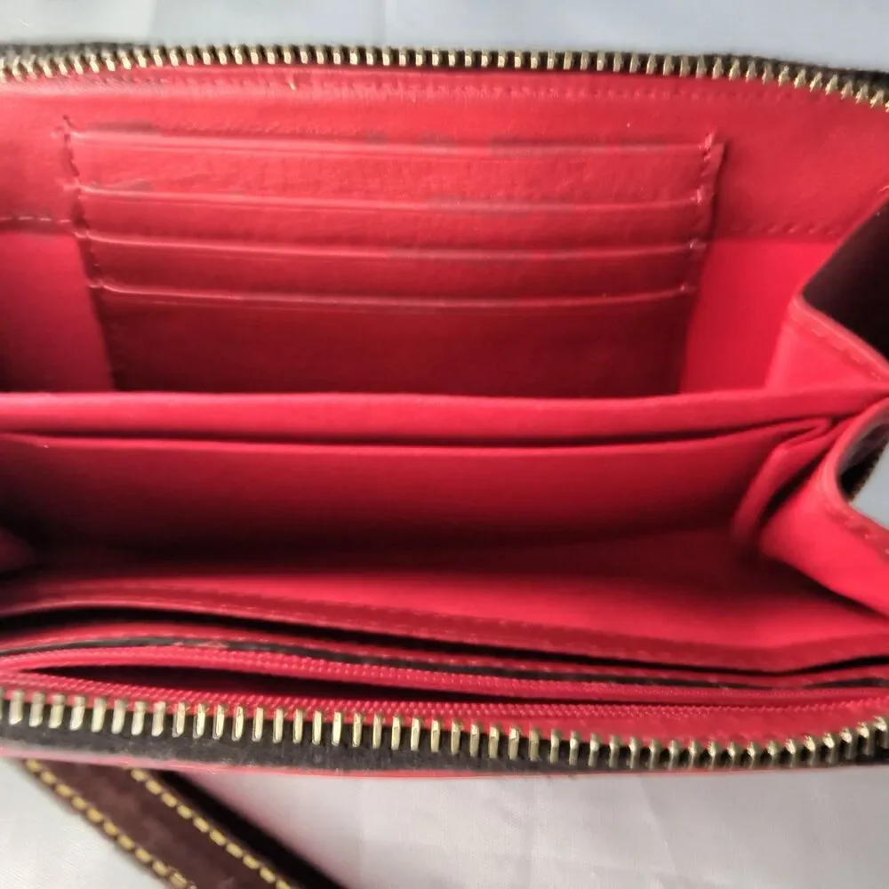 Dooney and Bourke Leather Wristlet Medium Size Red